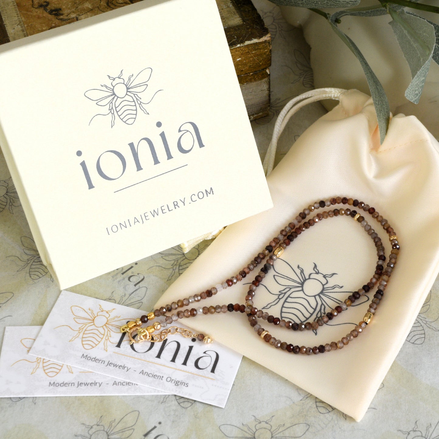 Natural Zircon Hyacinth Necklace - 14k Gold