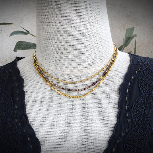 Natural Zircon Hyacinth Necklace - 14k Gold