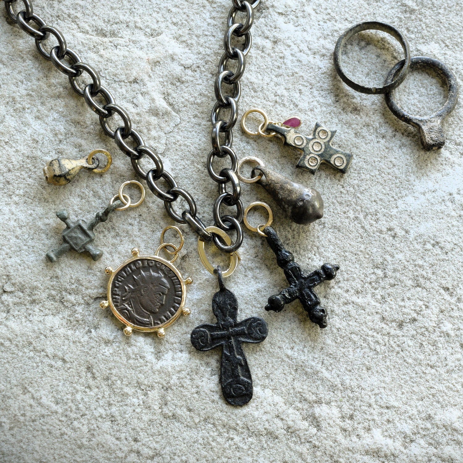 Ancient artifact pendants and amulets from viking and byzantine era