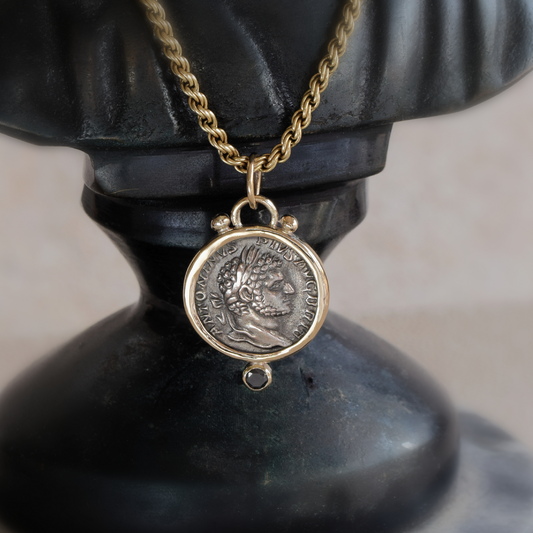 Roman Imperial Denarius with Black Diamond (198 - 217 CE)