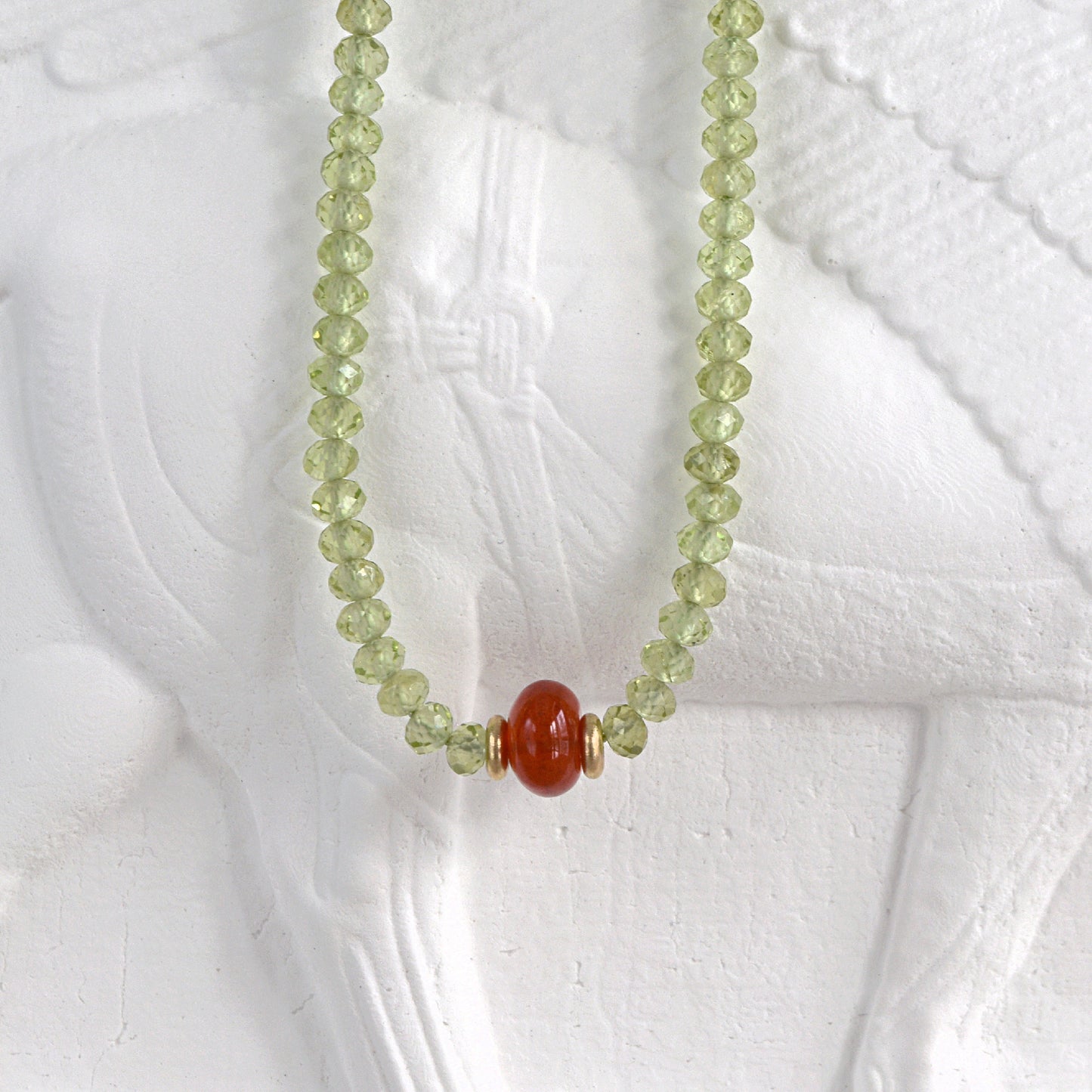 Peridot and Carnelian Protection Necklace - 14k gold