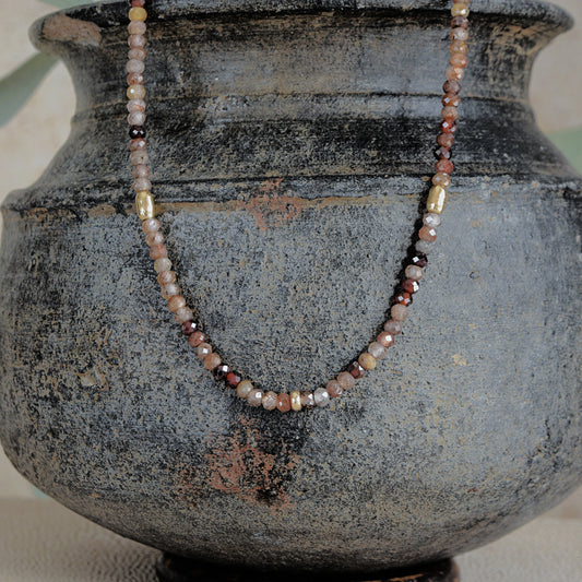 Natural Zircon Hyacinth Necklace - 14k Gold