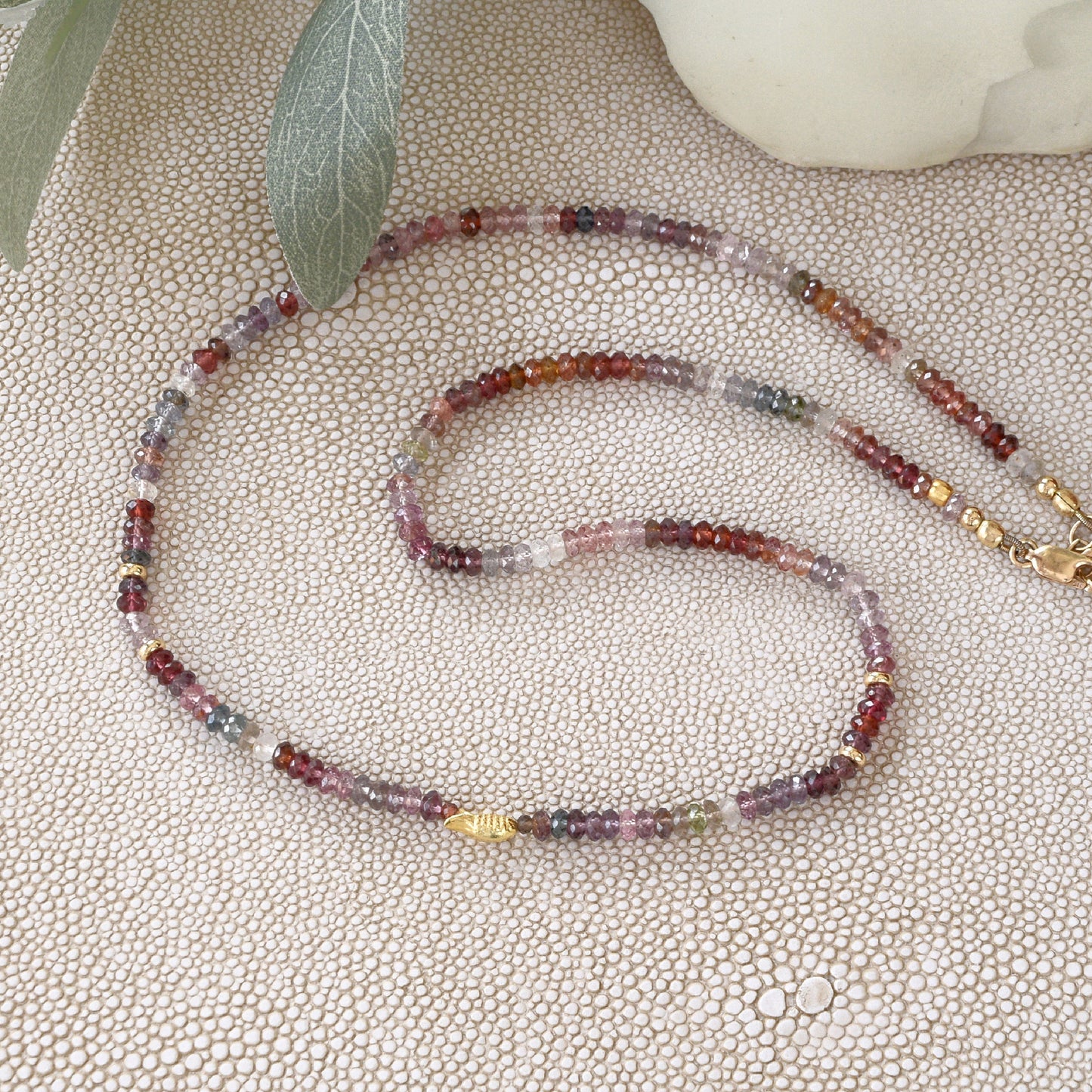 Rainbow Sapphire with 14k gold Fish Bead