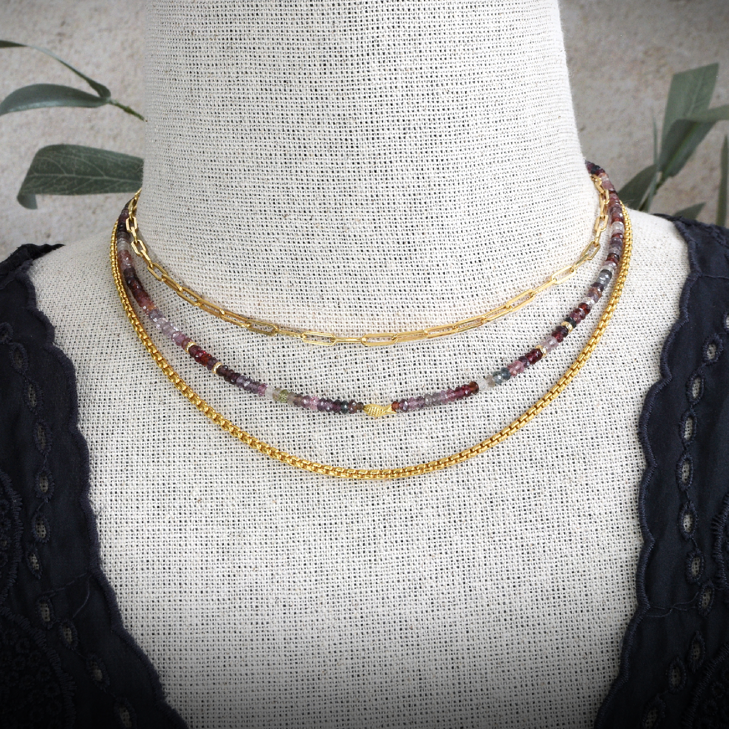 Rainbow Sapphire Ichthys Necklace - 14k Gold