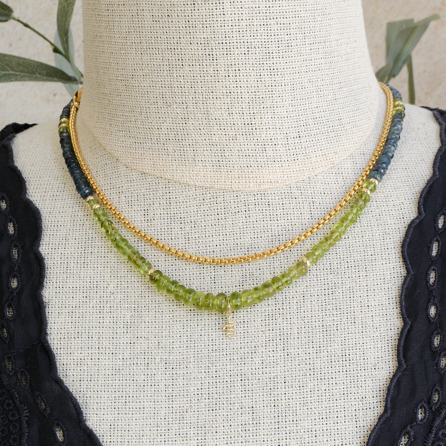 Peridot and Aquamarine Wadjet Necklace