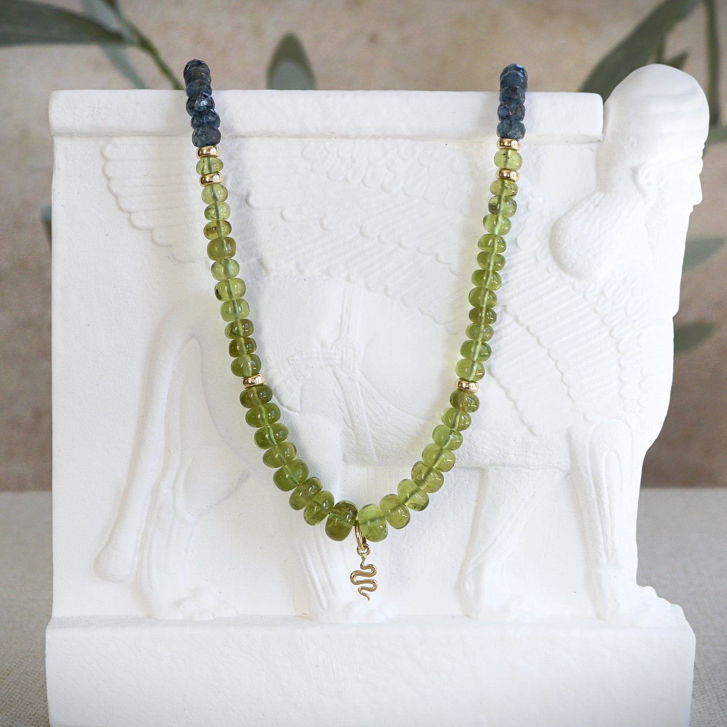 Peridot and Aquamarine Wadjet Necklace