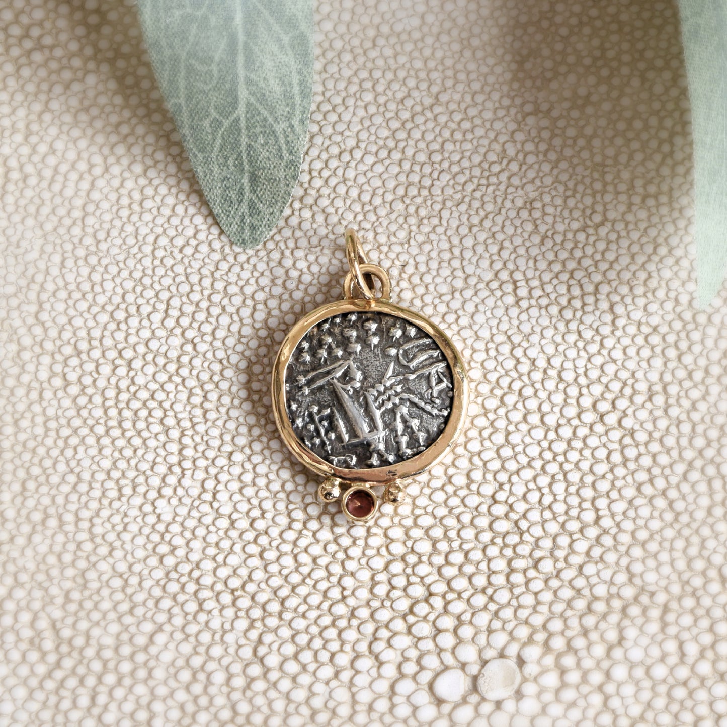 Ancient Parthian Coin with Garnet (190 - 208 CE)