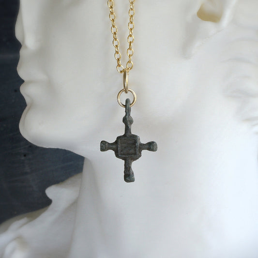 Ancient Bronze Byzantine Cross Penant - Unisex