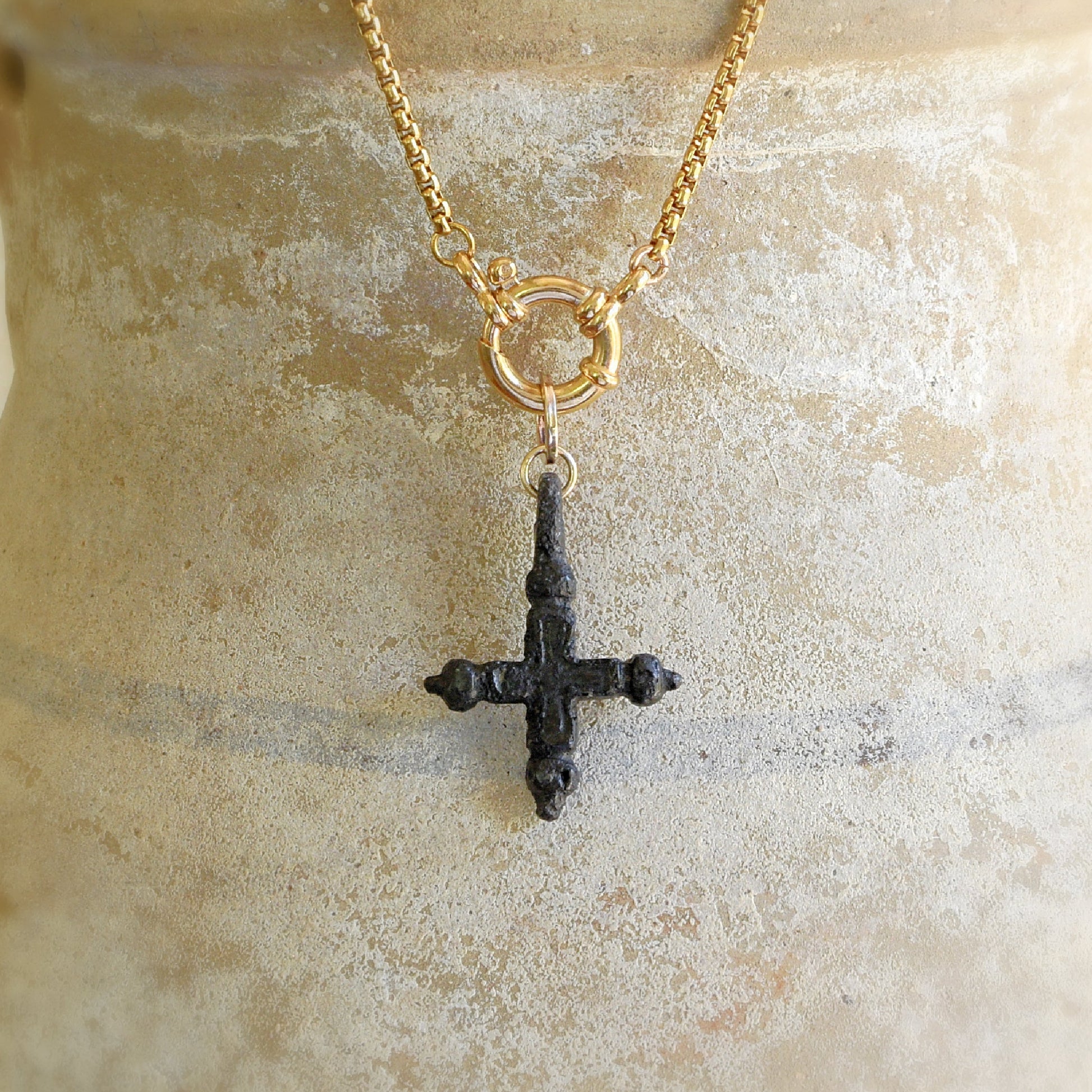 Viking Bronze Cross Amulet Pendant 