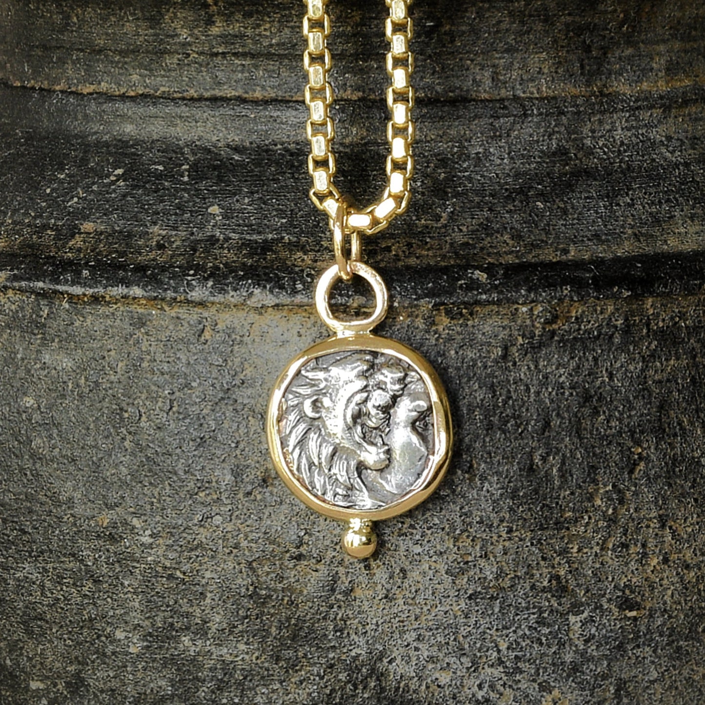 Alexander III Greek Coin Pendant - 14k Gold (4th c BCE)