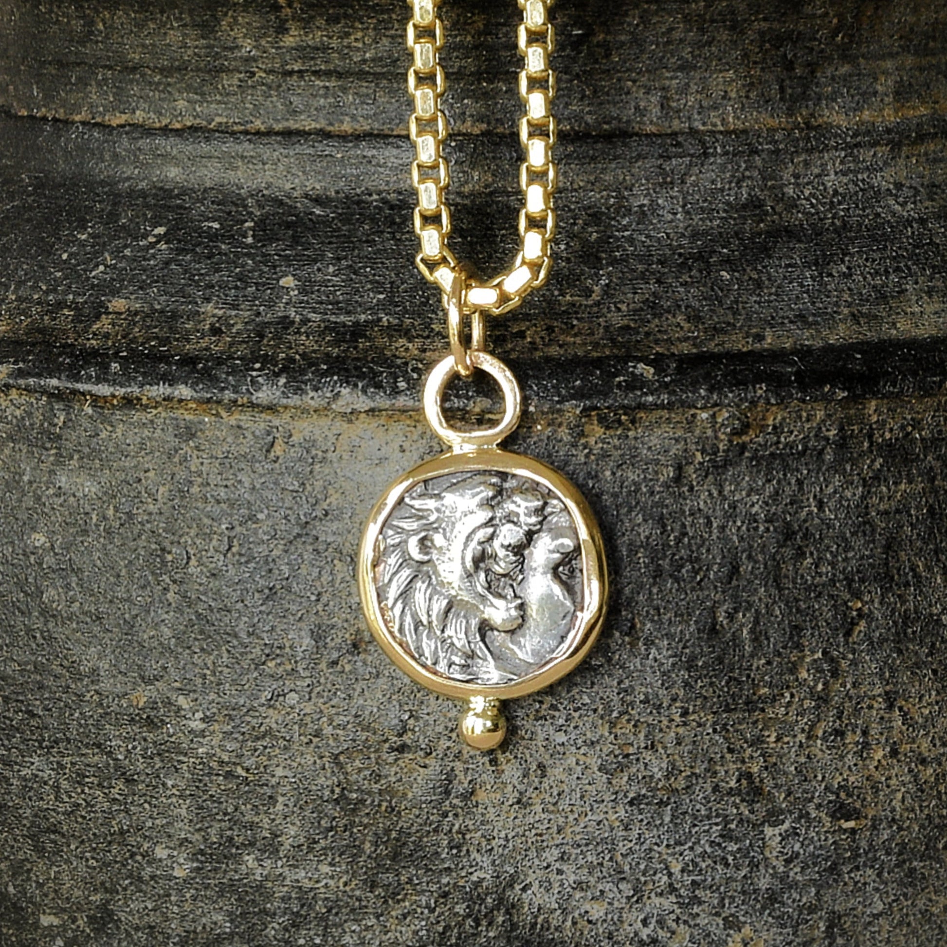 Alexander III Greek Coin Pendant - 14k Gold (4th c BCE)