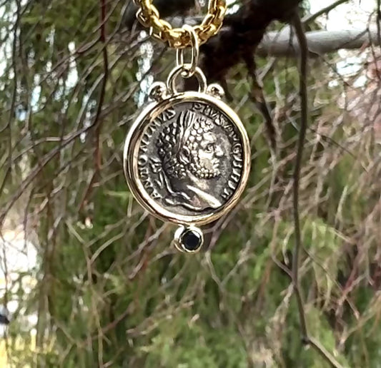 Roman Imperial Denarius with Black Diamond (198 - 217 CE)
